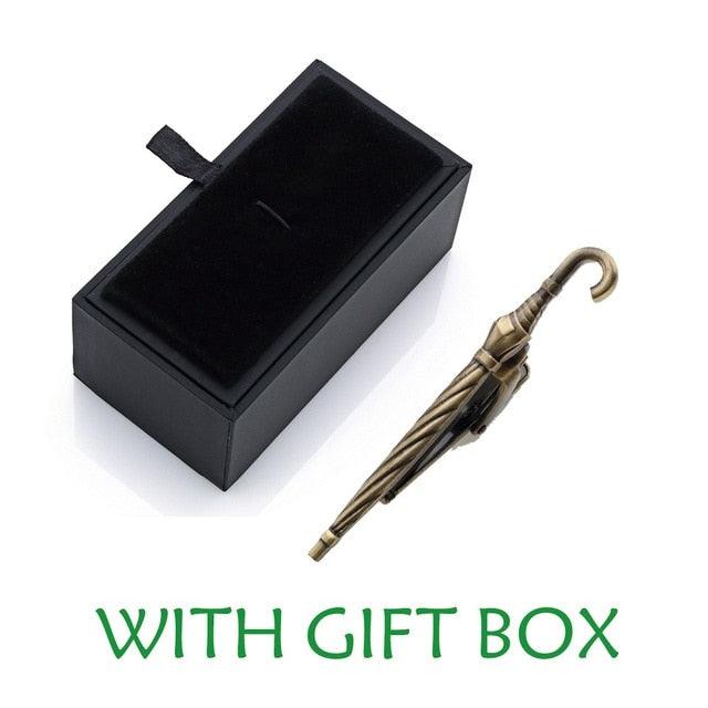 Bronze & Black Gun & Silver Color Umbrella Tie Bar - Men's Suit Tie Clips & Cufflinks (MA4)(F17)
