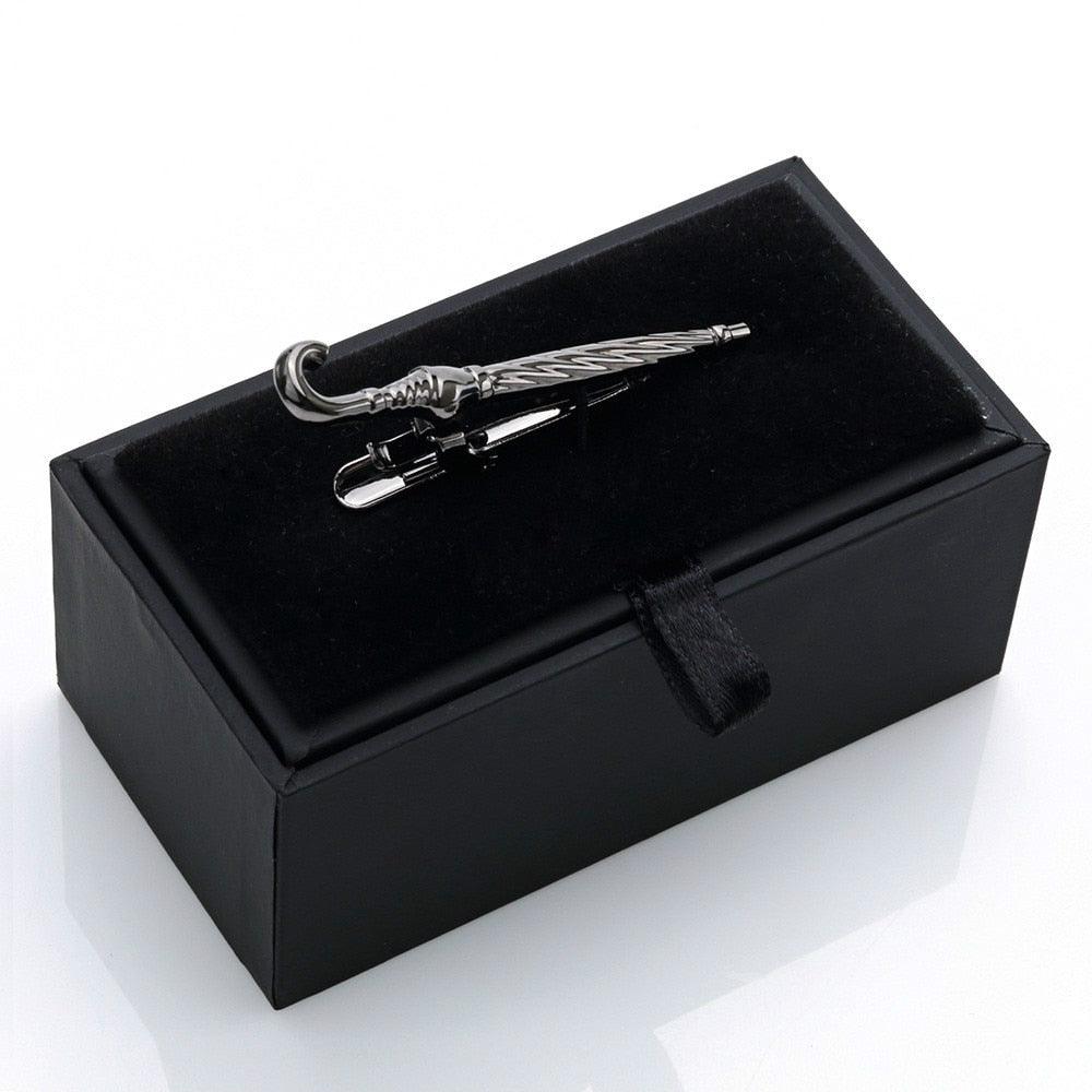 Bronze & Black Gun & Silver Color Umbrella Tie Bar - Men's Suit Tie Clips & Cufflinks (MA4)(F17)