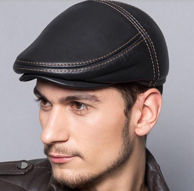 Great Genuine Leather Men's Cap Hat - Fashion Men's Real Leather Adjustable Hats (MA3)