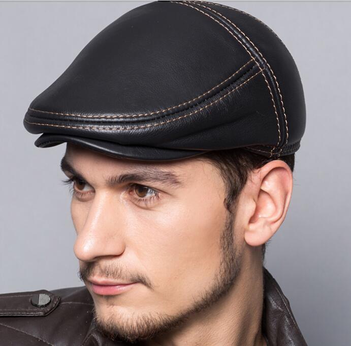 Great Genuine Leather Men's Cap Hat - Fashion Men's Real Leather Adjustable Hats (MA3)