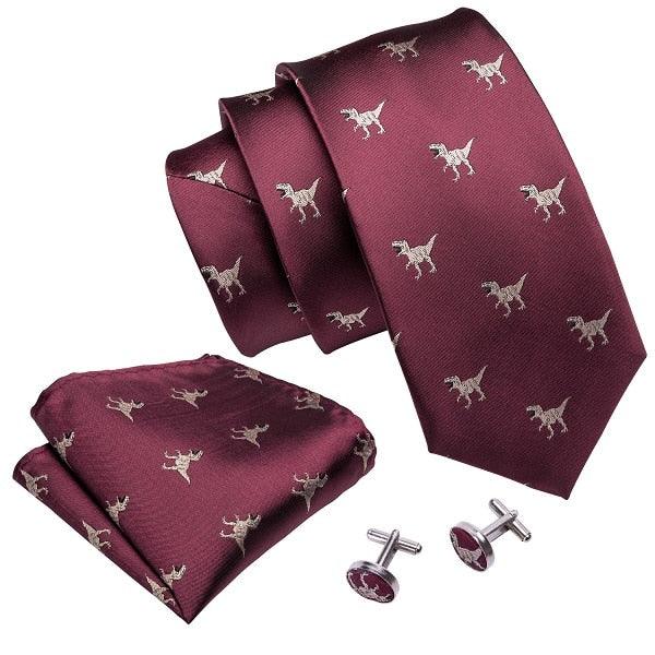 New Arrival Men's Ties - Dinosaur Pattern Red Men's Wedding Neckties 8.5cm (2U17)