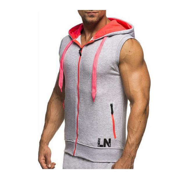 New Men's Hoodie Sweatshirts - Fitness Tank Tops - Male Sleeveless Zipper vest (D100)(TM7)(TM5)