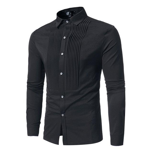 Trending Autumn Shirt - Men Long Sleeve Casual Fashion Solid Color Turn-down Collar Shirt (1U8)(1U11)
