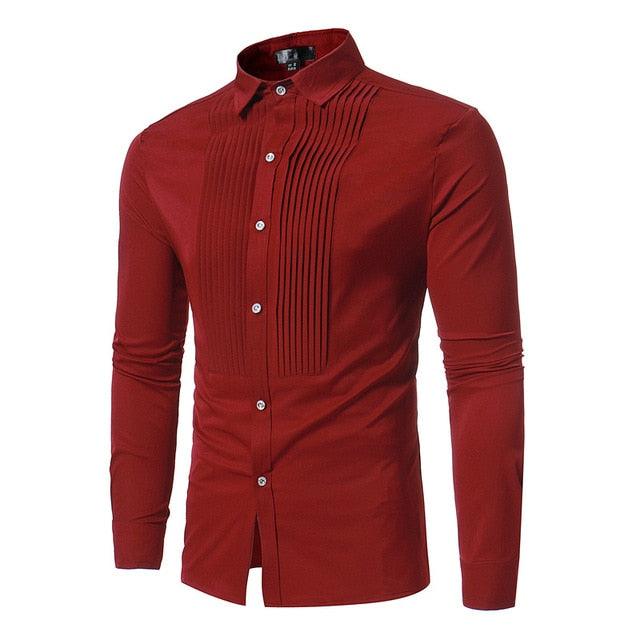 Trending Autumn Shirt - Men Long Sleeve Casual Fashion Solid Color Turn-down Collar Shirt (1U8)(1U11)