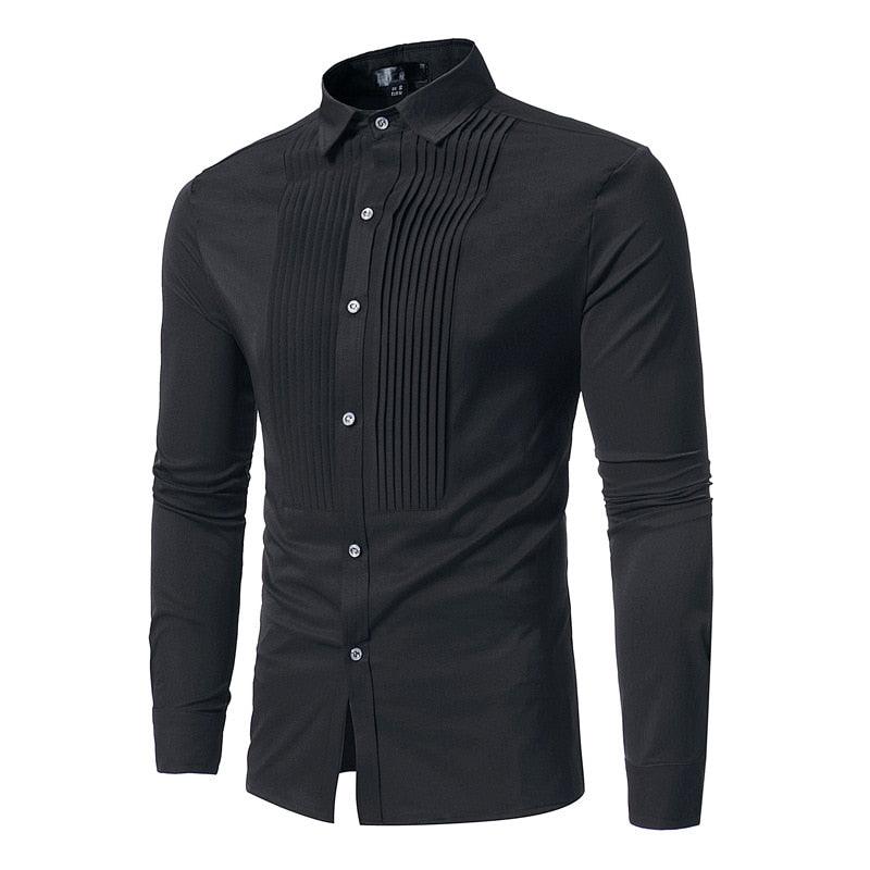 Trending Autumn Shirt - Men Long Sleeve Casual Fashion Solid Color Turn-down Collar Shirt (1U8)(1U11)