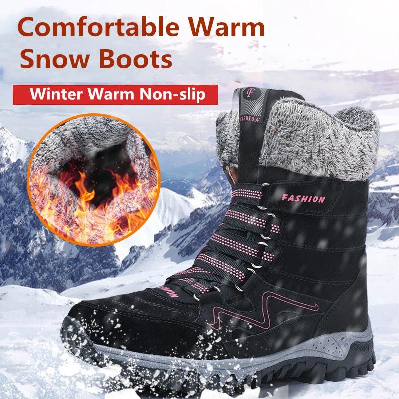 New Trending Fashion Suede Leather Women Snow Boots - Winter Warm Plush Boots - Waterproof Ankle Boots (BB1)(BB5)