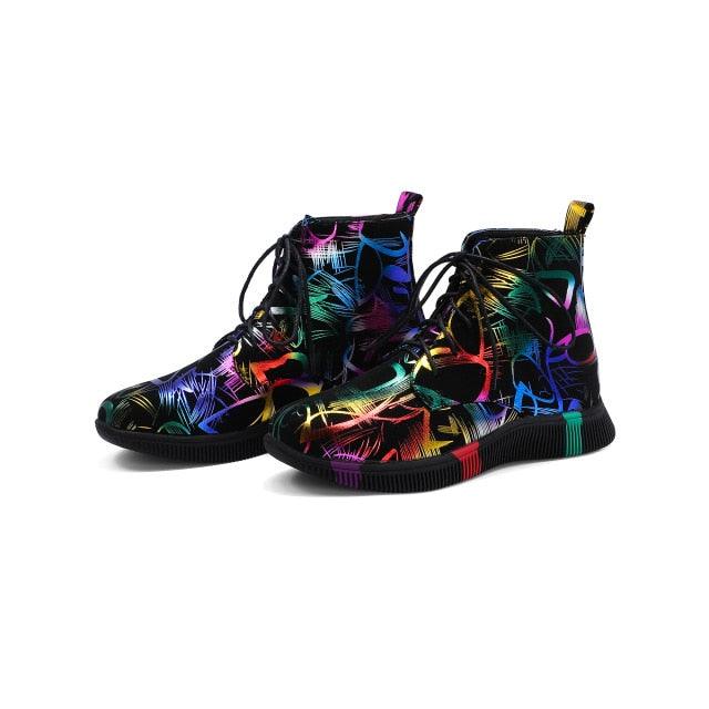 Trending British Style Graffiti Thick Boots - Women Short Boots (BB1)(BB5)(CD)