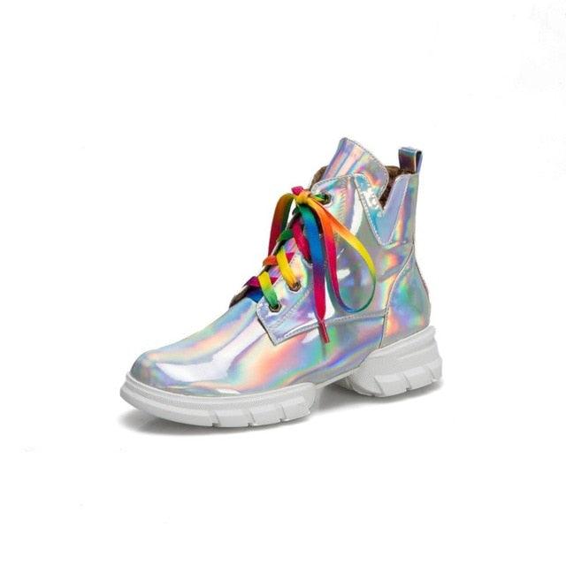 Trending British Style Graffiti Thick Boots - Women Short Boots (BB1)(BB5)(CD)