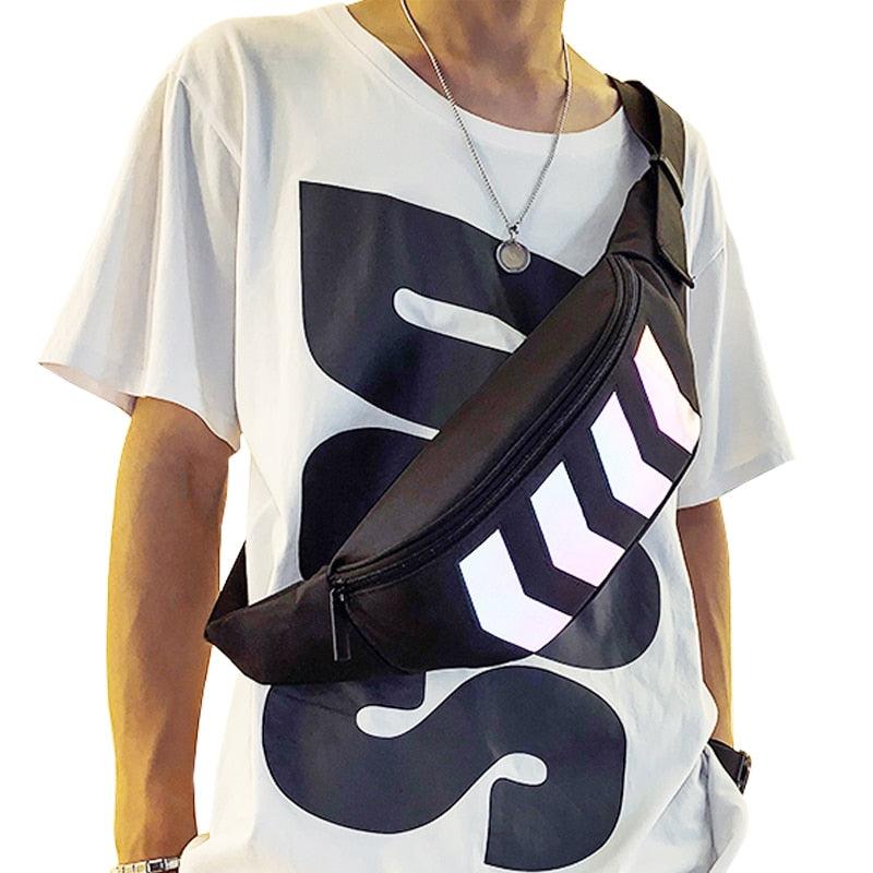 Chest Bag - Canvas Fanny Pack - Boy Street Reflective Crossbody Pack Casual Travel Bags (LT8)