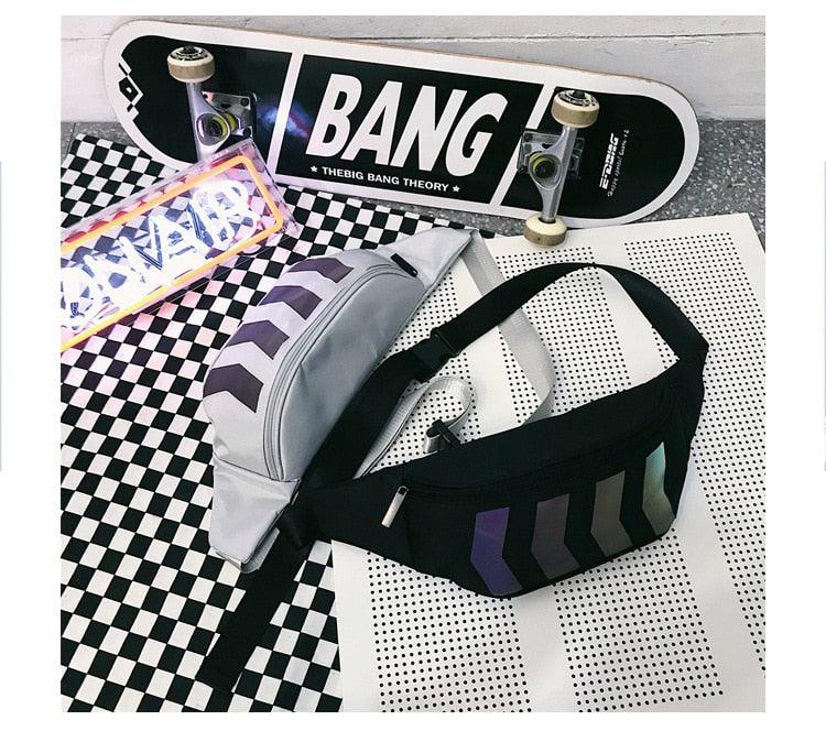 Chest Bag - Canvas Fanny Pack - Boy Street Reflective Crossbody Pack Casual Travel Bags (LT8)