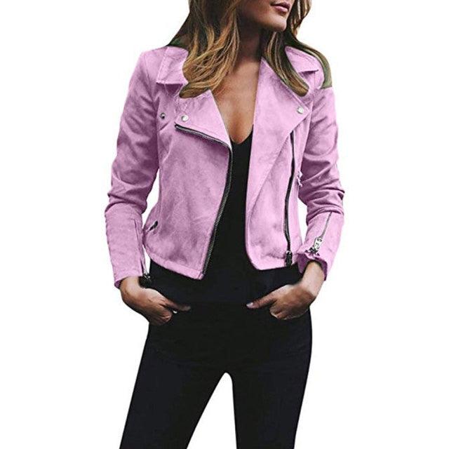 Amazing Winter Women Jacket Coats - Ladies Zipper Pocket Bomber Jacket - Long Sleeve Slim Outwear (2U23)