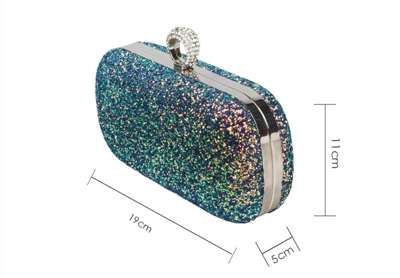 Luxury Shiny Evening Bag - PU Bling Bling Lady Chain Banquet Handbag (2U43)