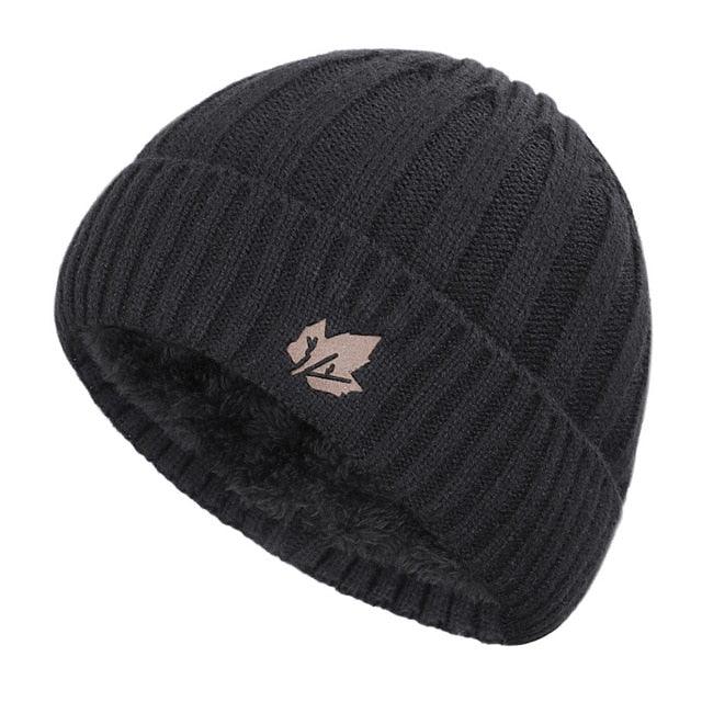 New Fashion Men's Winter Knit Beanie Scarf Brand - Maple Leaf Thick Lining Plus Velvet Bonnet (MA8)(F103)