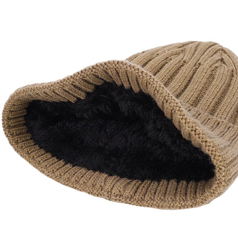 New Fashion Men's Winter Knit Beanie Scarf Brand - Maple Leaf Thick Lining Plus Velvet Bonnet (MA8)(F103)