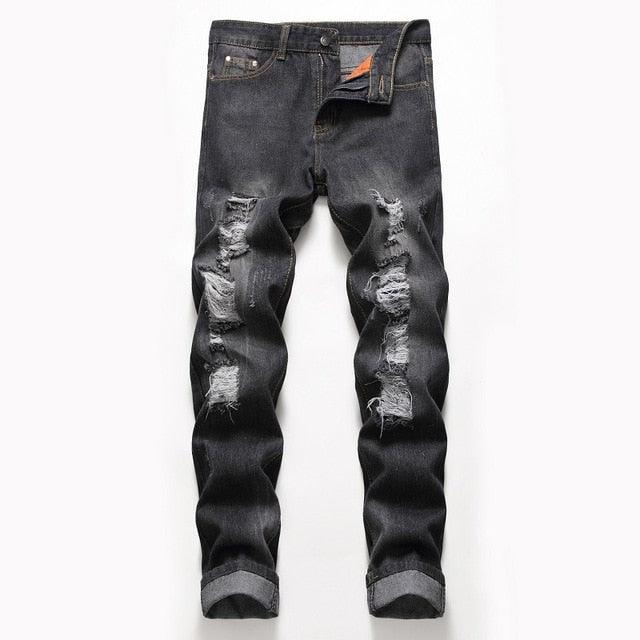 New Men's Casual Jeans - Men's Slim Straight Pleated Biker Jeans Pants (2U9)