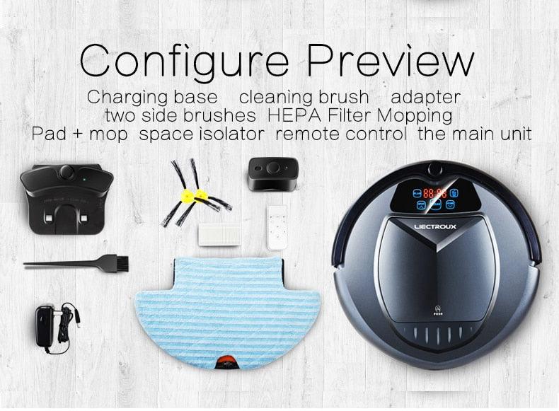 Newest Wet and Dry Robot Vacuum Cleaner, with Water Tank, TouchScreen, Schedule, SelfCharge (V1)(1U68)