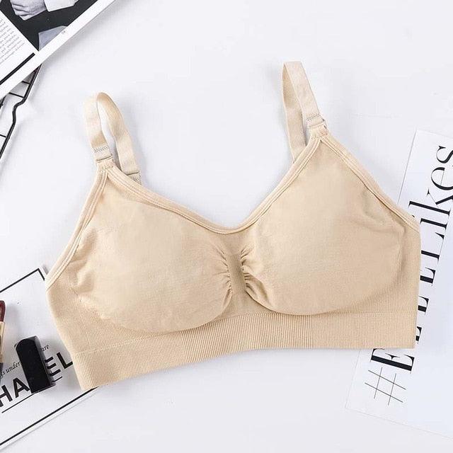 Trending Seamless Large Bra - Nursing Gathering Breathable - Stretch Tights Chest Sports underwear (F6)(4Z2)