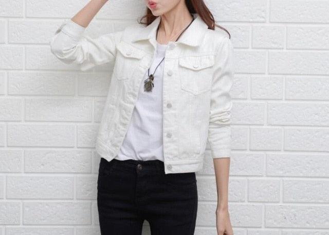 Trending Short Denim Jacket - Women Jeans Coat - Fashion Candy Color Slim Jackets (TB8B)