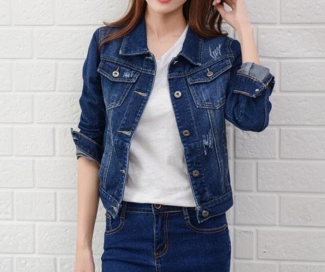 Trending Short Denim Jacket - Women Jeans Coat - Fashion Candy Color Slim Jackets (TB8B)