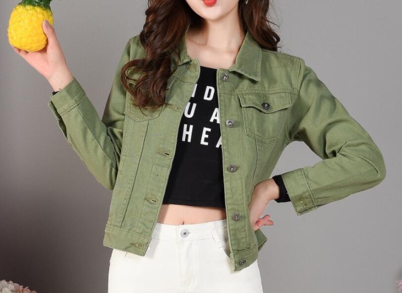 Trending Short Denim Jacket - Women Jeans Coat - Fashion Candy Color Slim Jackets (TB8B)