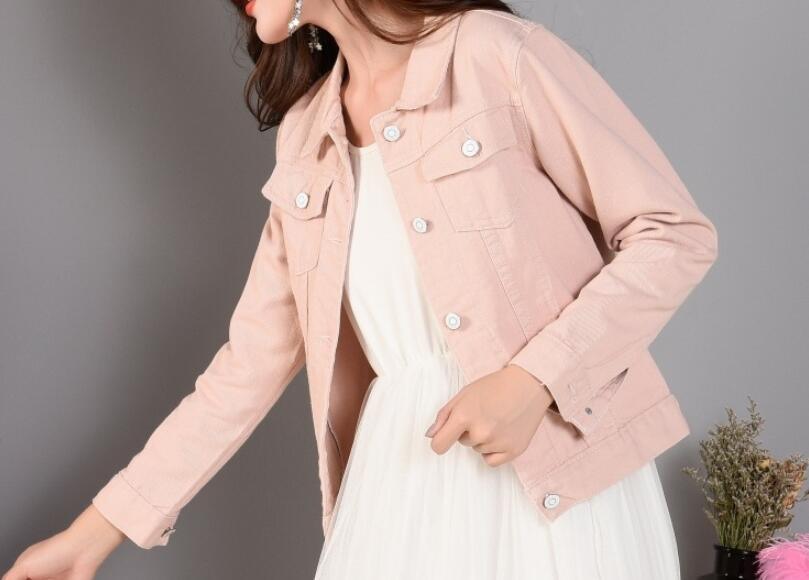 Trending Short Denim Jacket - Women Jeans Coat - Fashion Candy Color Slim Jackets (TB8B)