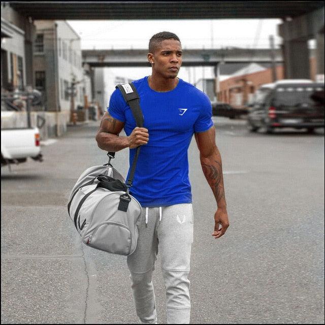 Summer Printed T-shirt - Men's Slim Fit Cotton Tops - Hip Hop Streetwear Short Sleeve Fitness Tops (1U101)(1U8)