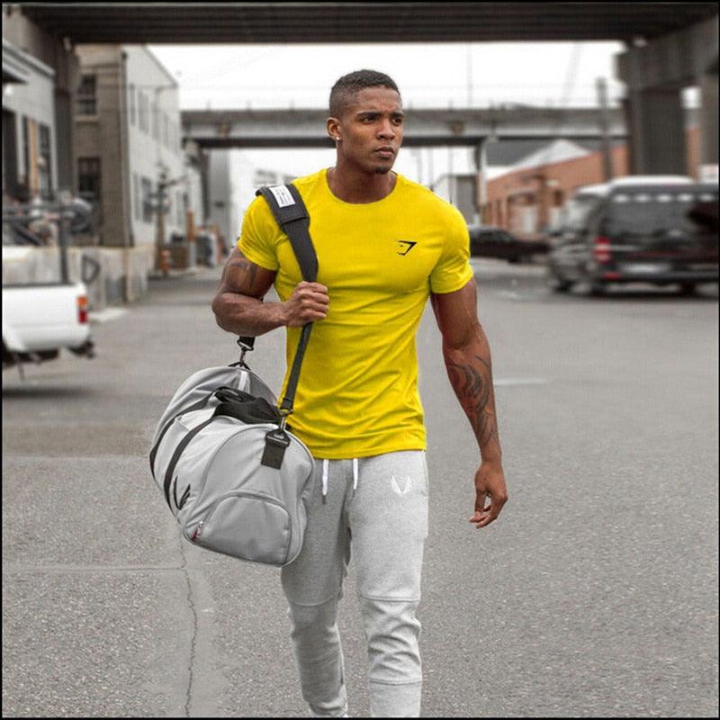 Summer Printed T-shirt - Men's Slim Fit Cotton Tops - Hip Hop Streetwear Short Sleeve Fitness Tops (1U101)(1U8)