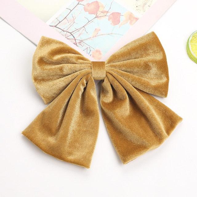 Autumn And Winter Velvet Barrettes - 2 Level Big Bow - Pearl Hair Clip Ponytail Clip (1U88)