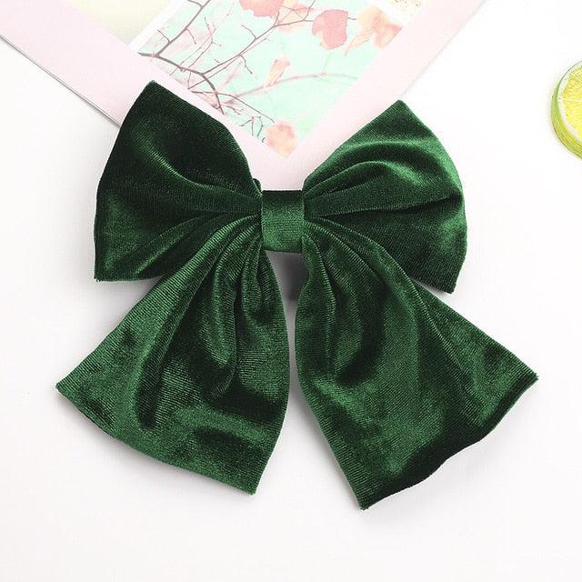 Autumn And Winter Velvet Barrettes - 2 Level Big Bow - Pearl Hair Clip Ponytail Clip (1U88)