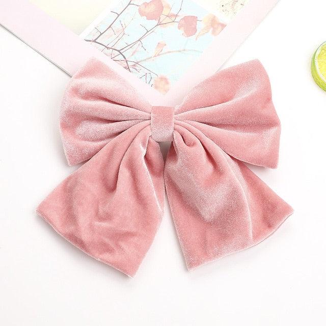 Autumn And Winter Velvet Barrettes - 2 Level Big Bow - Pearl Hair Clip Ponytail Clip (1U88)