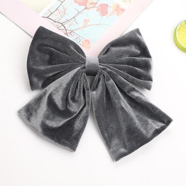 Autumn And Winter Velvet Barrettes - 2 Level Big Bow - Pearl Hair Clip Ponytail Clip (1U88)