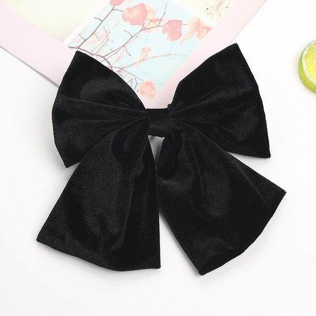 Autumn And Winter Velvet Barrettes - 2 Level Big Bow - Pearl Hair Clip Ponytail Clip (1U88)