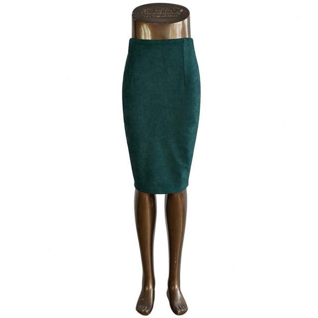 Great Autumn Women Skirts - Ladies Faux Suede High Waist Pencil Skirt - Split Stretchy Sexy Skirts (2U22)(2U20)