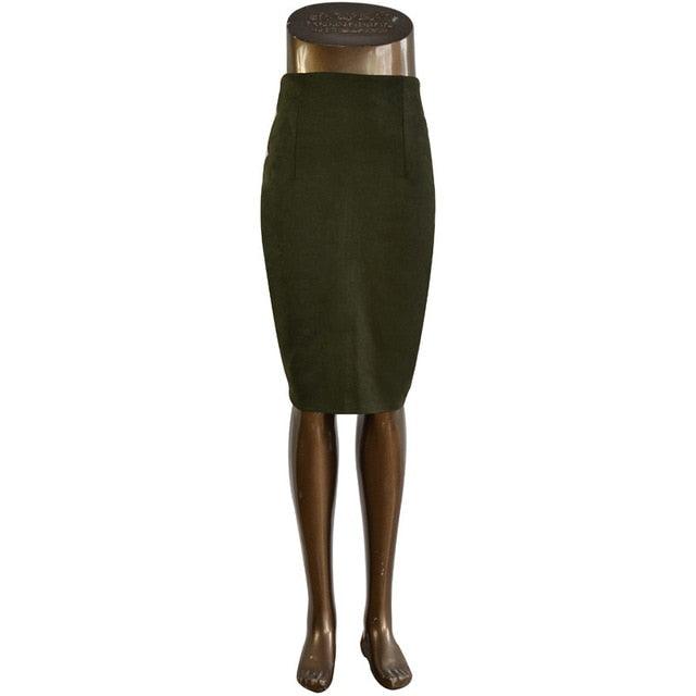 Great Autumn Women Skirts - Ladies Faux Suede High Waist Pencil Skirt - Split Stretchy Sexy Skirts (2U22)(2U20)