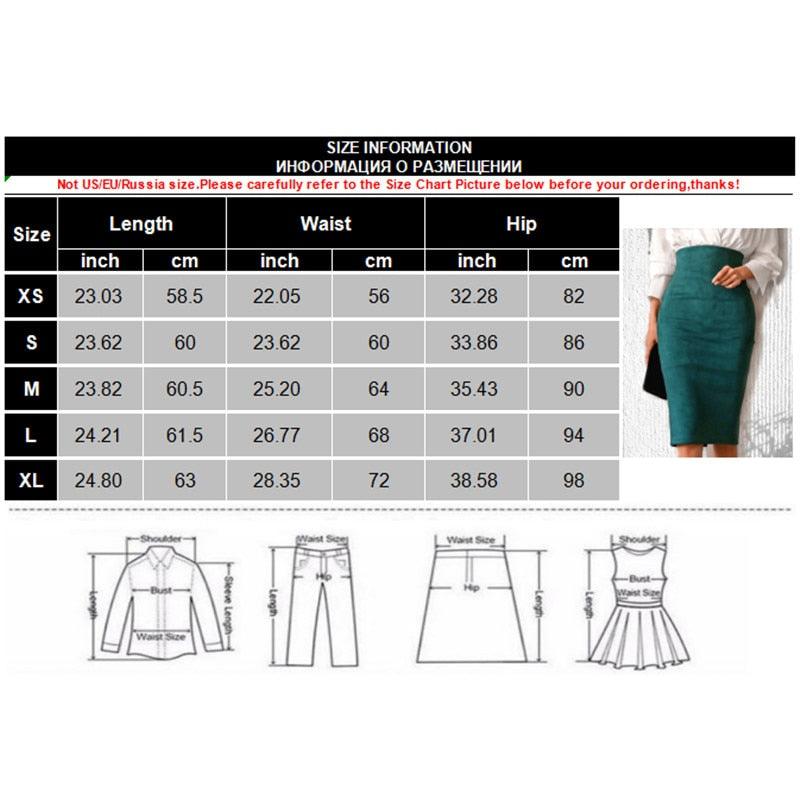 Great Autumn Women Skirts - Ladies Faux Suede High Waist Pencil Skirt - Split Stretchy Sexy Skirts (2U22)(2U20)