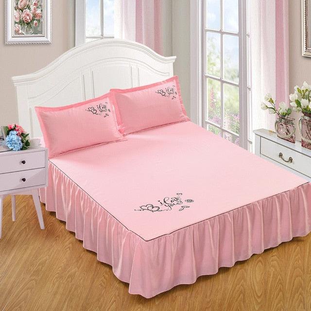 Bedding Solid Ruffled Bed Skirt Pillowcases Bed Sheets Mattress Cover King Queen Full Twin Size Bed Cover 14 patterns (5BM)(F63)