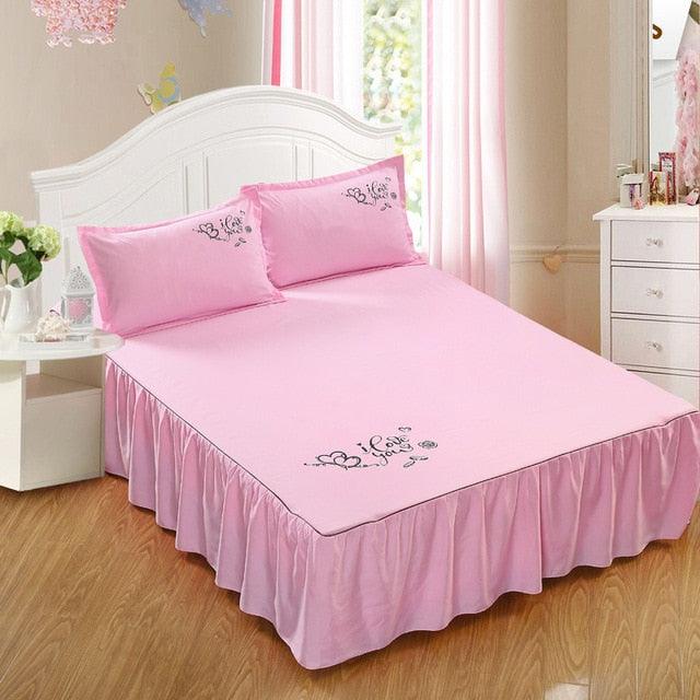 Bedding Solid Ruffled Bed Skirt Pillowcases Bed Sheets Mattress Cover King Queen Full Twin Size Bed Cover 14 patterns (5BM)(F63)