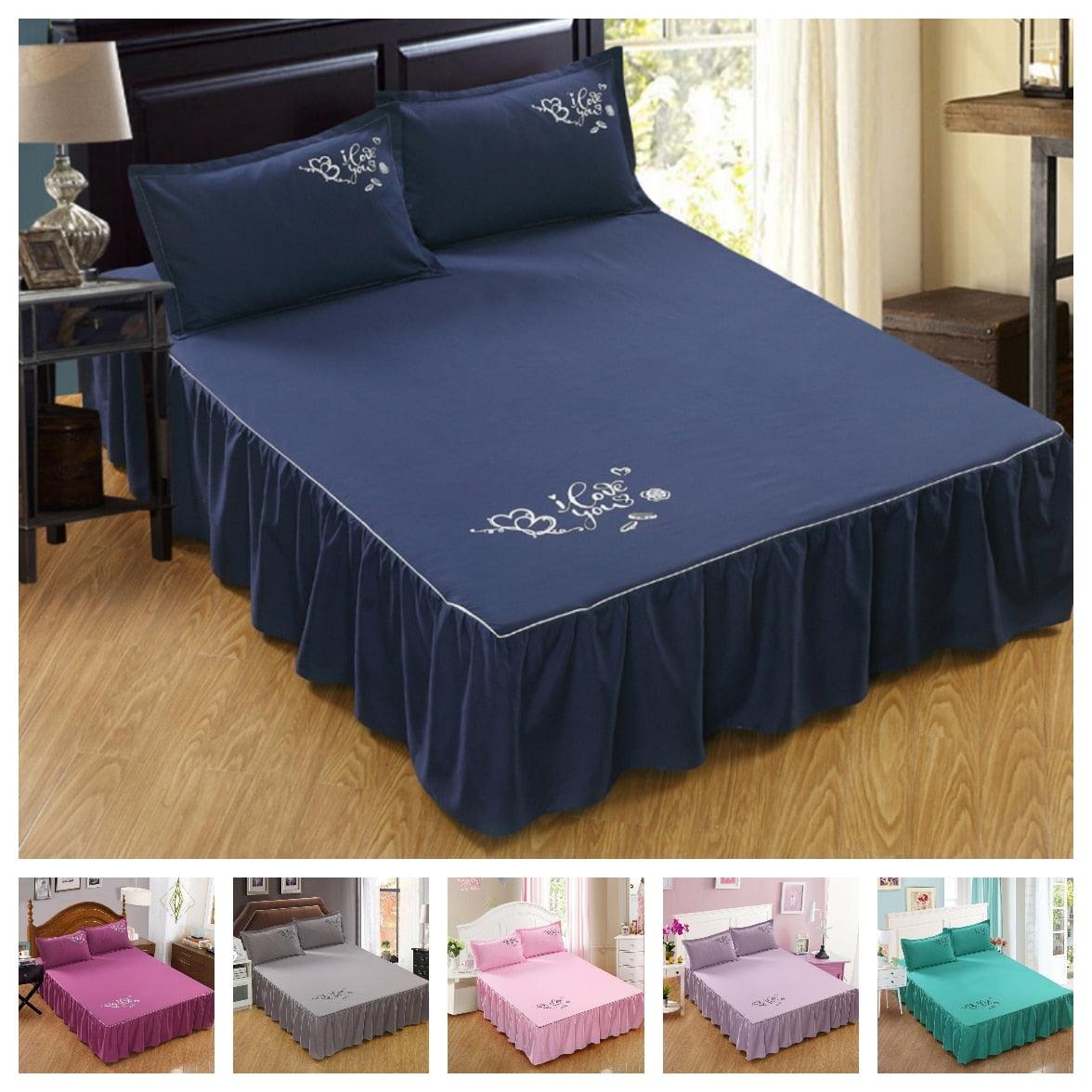 Bedding Solid Ruffled Bed Skirt Pillowcases Bed Sheets Mattress Cover King Queen Full Twin Size Bed Cover 14 patterns (5BM)(F63)