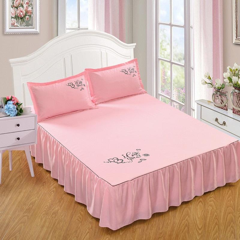 Bedding Solid Ruffled Bed Skirt Pillowcases Bed Sheets Mattress Cover King Queen Full Twin Size Bed Cover 14 patterns (5BM)(F63)