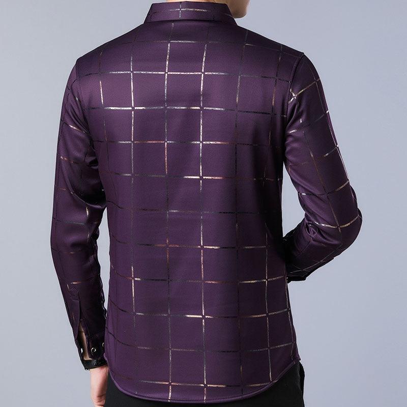 Elegant Casual Spring Luxury Plaid Long Sleeve Slim Fit Men Shirt - Streetwear Social Dress Shirts (TM1)(T2G)(CC1)