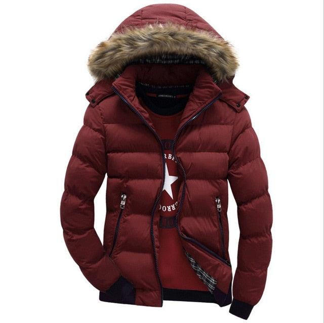 New Winter Jacket Men's Warm Down Jacket - 9 Color Fashion Brand With Fur Hood Hat Outwear Coat (D100)(TM4)