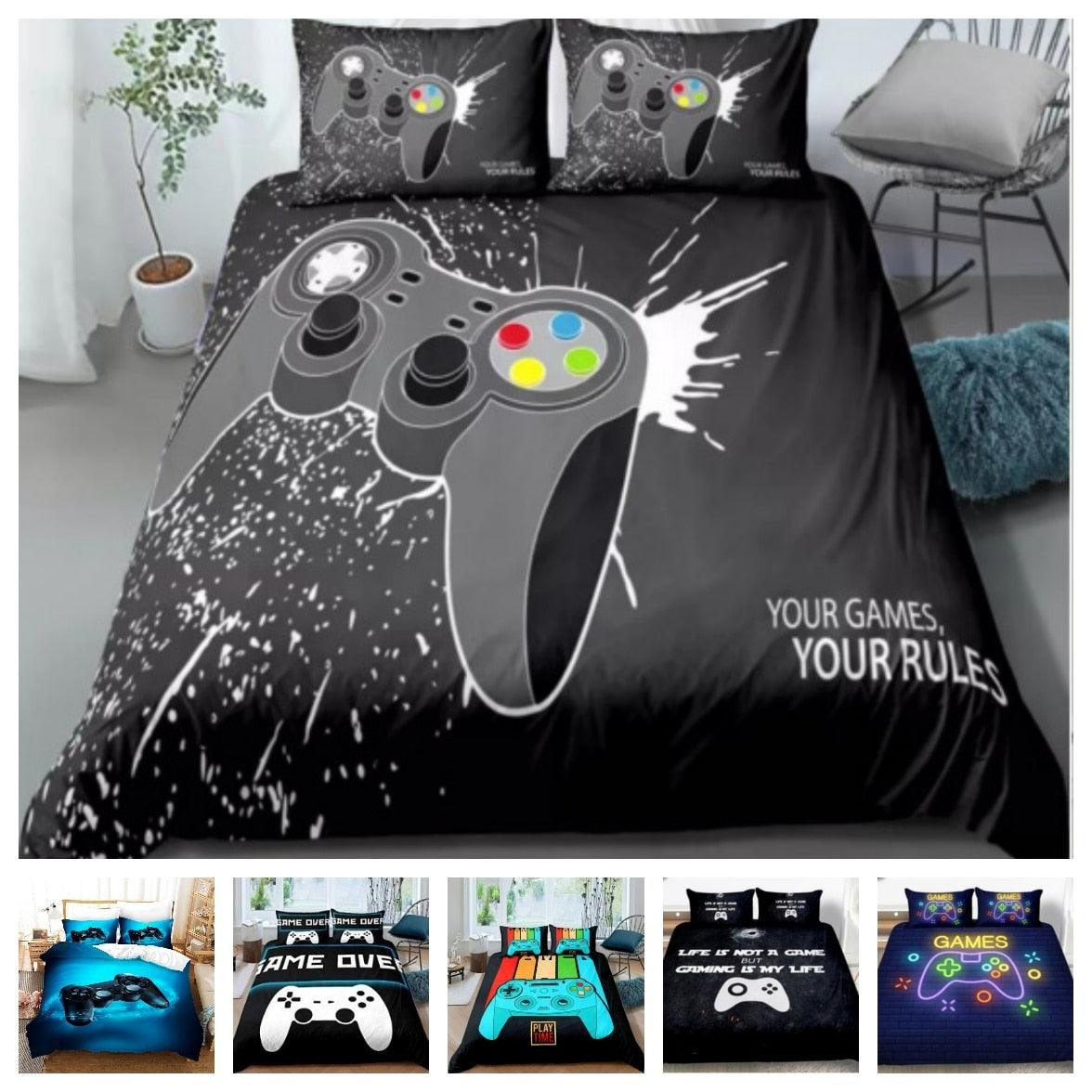 Fashion Bedding Set 2/3pcs 12 Patterns 3d Digital Gamer Printing Duvet Cover Sets 1Quilt Cover + 1/2 Pillowcases (5BM)(9BM)(3BM)(F63)