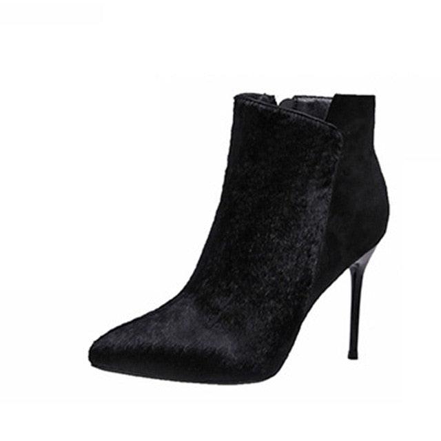 Trending Fashion Ladies High Heels Boots - Party Shoes - Fur Sexy Women's Pumps Ankle Boots (BB1)(BB2)(CD)(WO4)