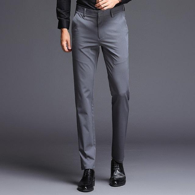 Fashions Slim Fit Formal Trousers - Mens Business Casual Black Blue Stretch Long Pants (TG1)(F9)(F10)