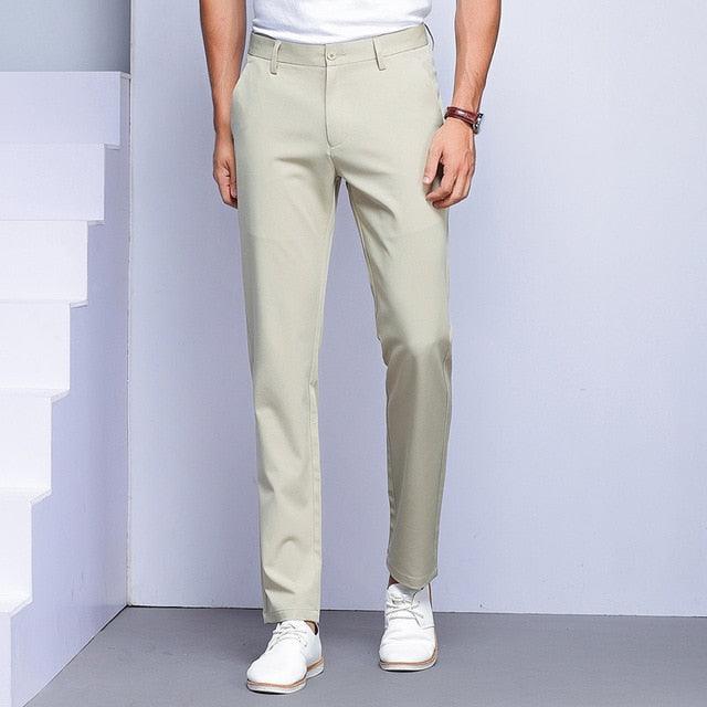 Fashions Slim Fit Formal Trousers - Mens Business Casual Black Blue Stretch Long Pants (TG1)(F9)(F10)