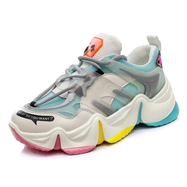 Hot Summer Women Sneakers - Vulcanize Breathable Rainbow Color Fashion Casuals Shoes (BWS7)(MSC3)