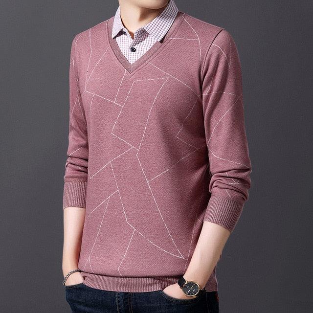 Pullover Striped Men's Sweaters - Casual New Spring Autumn Classic Keep Warm Slim Fit (TM6)(T5G)