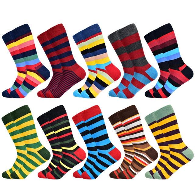 Men's Socks - New Brand Classic Striped Socks - Cotton Colorful Happy Fashion (TG8)(F92)