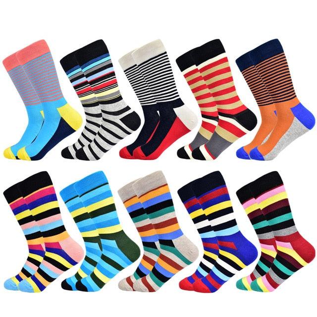 Men's Socks - New Brand Classic Striped Socks - Cotton Colorful Happy Fashion (TG8)(F92)