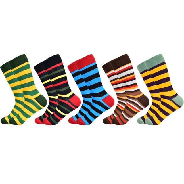 Men's Socks - New Brand Classic Striped Socks - Cotton Colorful Happy Fashion (TG8)(F92)